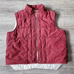 L.L Bean Puffer Gilet Mens XL Vintage Dacron Full Zip Hiking Vest, Burgundy 80s - Picture 1 of 9