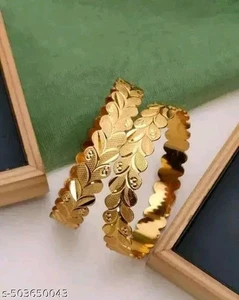 Vintage Gold Plated Bangle Bollywood Stylish Bracelet Designer Jewelry (2Pcs) - Picture 1 of 2