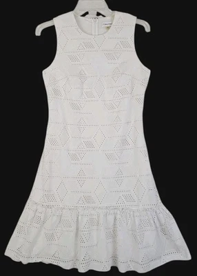 Calvin Klein ~Woman Size 4~White Lace Cotton Sheath Sleeveless Dress Fully Lined - Image 1 of 4