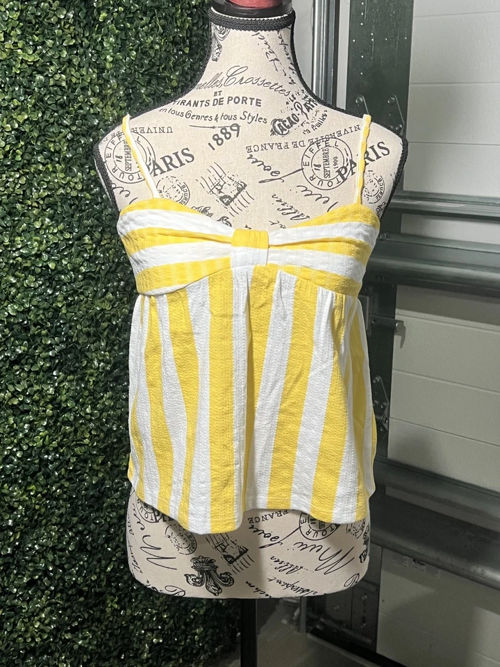 Girls Old Navy Yellow & White Stripped Adjustable Top Size 10/12 - Image 1 of 1
