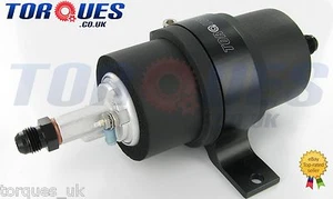 Walbro GSL392 255LPH Fuel Pump + Billet Cradle + AN-6 (JIC -6) Adapters In Black - Picture 1 of 1