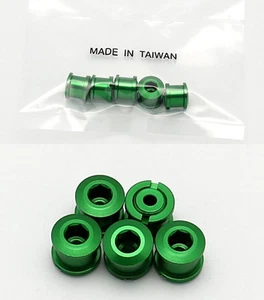 BICYCLE BIKE ALLOY CHAIN CHAINRING CRANK NUTS BOLTS SCREWS 5 PAIRS - GREEN - Picture 1 of 1
