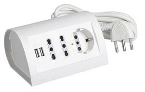 BTICINO S3711DBU MULTIPRESA DA SCRIVANIA CON 2 PRESE USB TIPO A+C - BIANCA - Photo 1/3