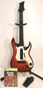 Xbox 360 Guitar Hero/Rock Band GH 5 RED Wireless Guitar *Strap *GH Game - Picture 1 of 16