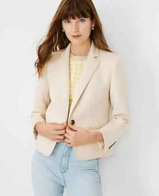 Blazer Ann Taylor The Newbury en Doble Punto, Crema, talla 2 Nuevo sin Etiquetas Foto 1 de 4