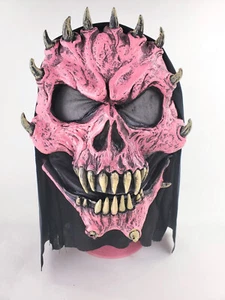 Demon Skull Horn Face Halloween Mask Moving Jaw Black Shroud Easter Unlimited - Picture 1 of 24