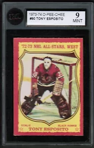 1973 74 OPC O-Pee-Chee #90 Tony Esposito KSA 9 Mint Chicago Blackhawks - Picture 1 of 2