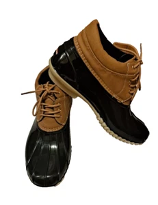 Tommy Hilfiger TWHEAT-T Ankle Dark Blue Duck Lace Up Rain Booties Sz 10 - Picture 1 of 10