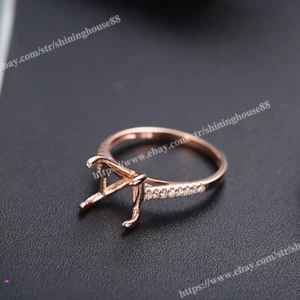 Halbmontierter Ring Ovalschliff 11 x 8 mm echter Diamant massiv 14 Karat Rotgold Krappenfassung - Bild 1 von 9