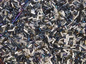 Bugle Beads Asst Clear/Grey 100g Glass Jewellery Jewelry Fashion - Foto 1 di 2