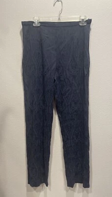 Norton McNaughton SZ 12P Petites Stretch Chateau Pants navy blue texture Paisley - Image 1 of 4