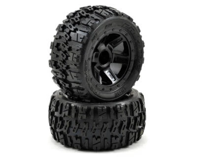 Pro-Line Pre-Mounted Trencher Desperado Wheels (2) (1/16 E-Revo) (Black) - Image 1 of 3