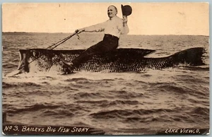 LAKEVIEW UTAH EXAGGERATED FISHING ANTIQUE POSTCARD - Picture 1 of 2