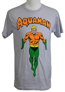 DC Comics Aquaman Camiseta Clásica Cómic Superhéroe Camiseta Gráfica Gris Nueva con Etiquetas - Imagen 1 de 2