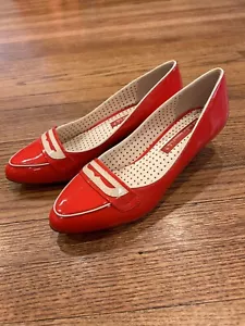 B.A.I.T. But Another Innocent Tale Retro Rockabilly Kitten Heel Cream Red 7.5 - Picture 1 of 6