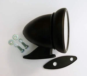 Classic Car Racing Black Bullet Style Wing Door Mirror with Convex Mirror Glass - Picture 1 of 1