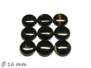 2 Stk. schwarzer Achat Edelstein Cabochons zum Einkleben in Fassungen, Ø 16 mm - Picture 1 of 1
