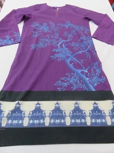 SANA SAFINAZ NEU MIT ETIKETT ORIENTALISCH ASIATISCH PAGODE & BLÜTENDRUCK BAUMWOLLE TUNIKA UK 10 - 12 - Bild 1 von 14