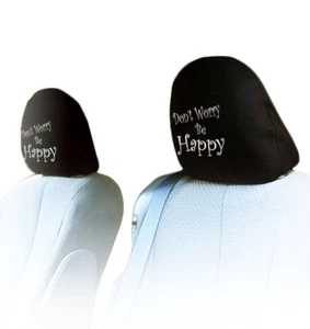 Nuevo par de fundas de reposacabezas Don't Worry Be Happy para coche camión SUV - Imagen 1 de 4