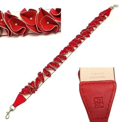 CH Carolina Herrera Shoulder Crossbody Strap Red White Faux Pearl USED - Image 1 of 4
