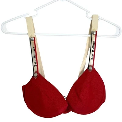 Top de bikini John Galliano con aros rojo texturizado para mujer talla 46 IT/Grande EE. UU. Foto 1 de 4