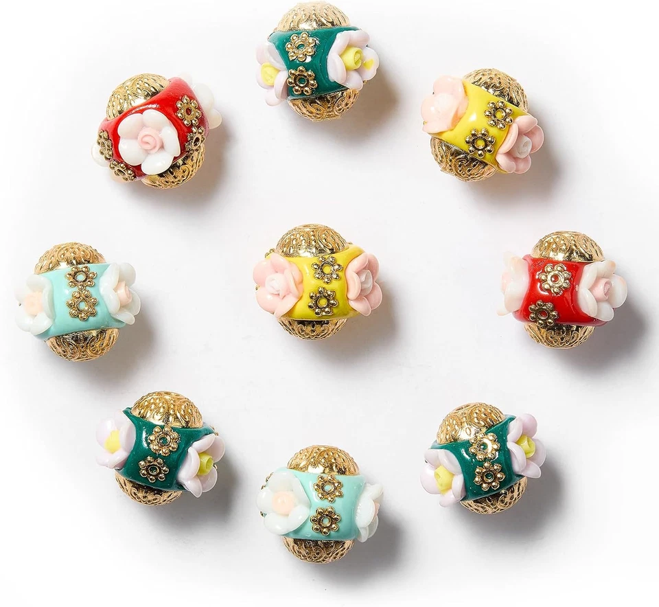 10 piezas cuentas de vidrio de murano para hacer joyas a granel aleación flor hecha a mano surtido Foto 1 de 4
