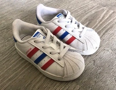 ADIDAS SUPERSTAR EL White Blue Scarle FW5849 Toddler Size 6k Baby Boys Slip On - Image 1 of 4