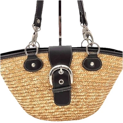 Bolso de Hombro St. John's Bay Tejido de Mimbre Marrón Oscuro Cesta Playa Foto 1 de 3