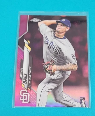 2020 Topps Chrome Pink Refractor RC #187 Michel Baez Padres BASEBALL Card L9 - Image 1 of 2