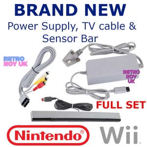 Nintendo Wii Fuente de Alimentación TV Cable y Barra Sensor Reino Unido Enchufe PSU Nuevo Juego Completo - Imagen 1 de 7