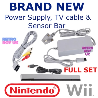 Nintendo Wii Power Supply TV Cable & Sensor Bar UK Plug PSU Brand New Full Set - Image 1 of 4