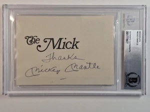 Mickey Mantle Signed AUTO 3.5X5 custom INSCRIBED WITH PHOTO CUT BECKETT #8677 - Picture 1 of 3