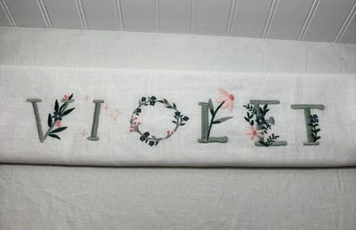 Pottery Barn Kids Heritage Floral Pillow Cover ~ Violet ~ Sage ~ 22” x  14” - Image 1 of 4
