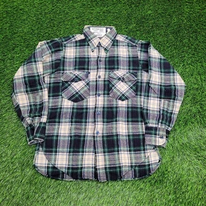 Vintage 80s Woolrich Flannel Button Shirt S/M 20x27 Shadow Plaid - Picture 1 of 13