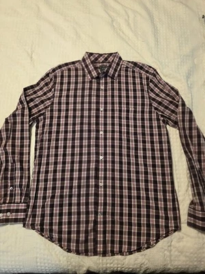 Gap Men's Large Non-Iron Button Down Dress Shirt Deep Purple Maroon Striped - Image 1 of 4