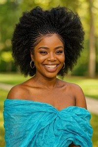 Stunning Short Afro Braided Wig | 100% Handmade | Dual Style | Black - Picture 1 of 17