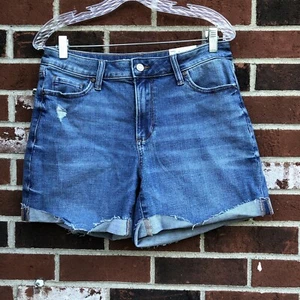 Sonoma High Rise Denim Shorts Womens 10 Blue Distressed Cuffed Stretch NEW - Picture 1 of 4