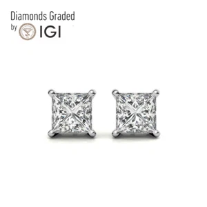 IGI 2.79 E VVS2 Princess Lab Diamond Basket Ohrstecker Schraubverschluss Platin 900 - Bild 1 von 8