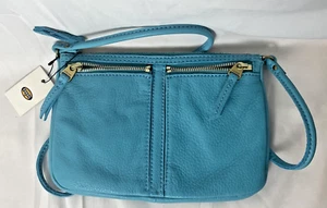 Fossil Tidal Blue Erin Leather Crossbody Messenger Bag Purse - Picture 1 of 9