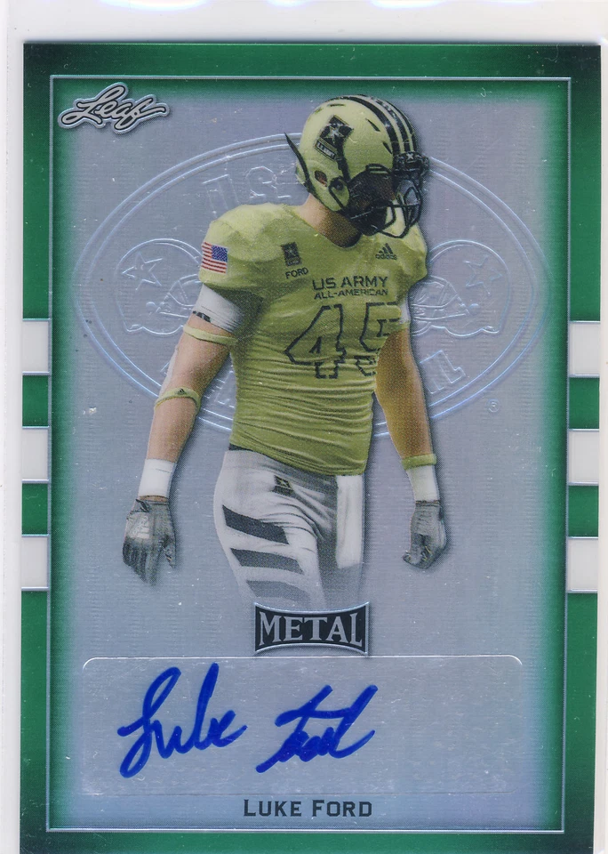 LUKE FORD 2018 Leaf Metal US Army All American Green /10 AUTO ILLINOIS - Image 1 of 2