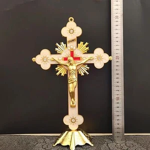 Standing Crucifix Jesus Cross Statue Table Cross for Altar Prayers Tabletop - Picture 1 of 11