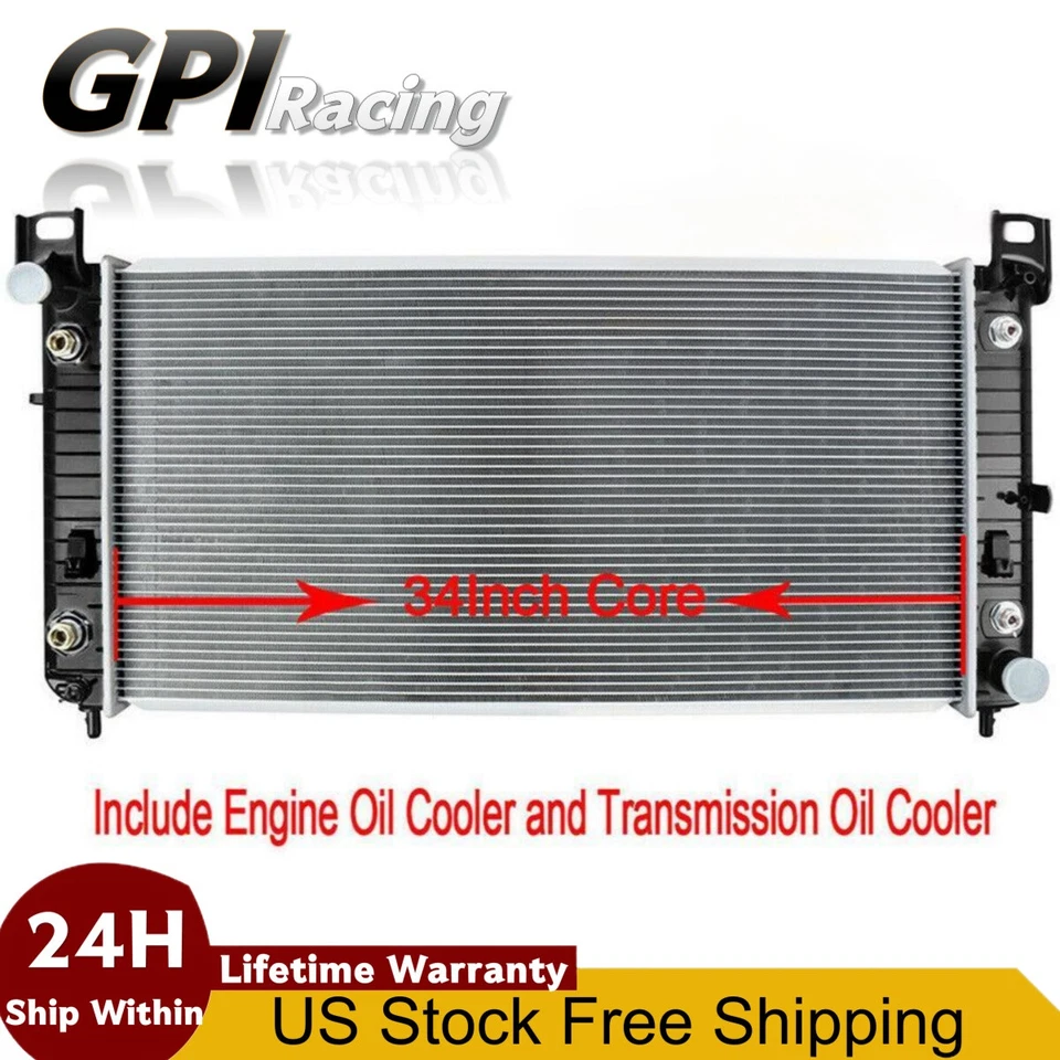 Радиатор 2370 34 дюйма для Chevy Silverado 1500 2500 Suburban Tahoe 4.8 5.3 6.0 6.2 л - Изображение 1 из 4