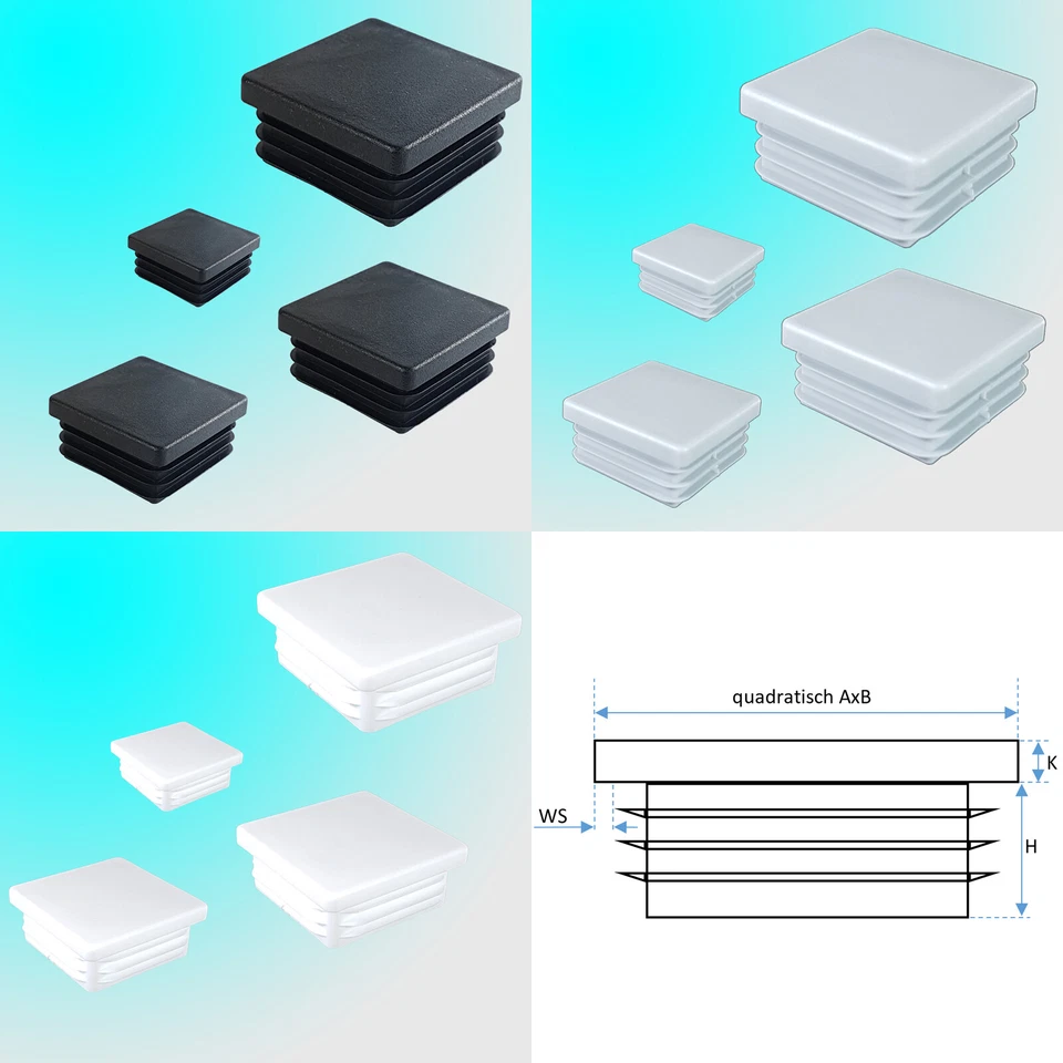 Stopfen Lamellenstopfen quadratisch Rohrkappen Endkappen Vierkantkappen vierkant - Bild 1 von 1