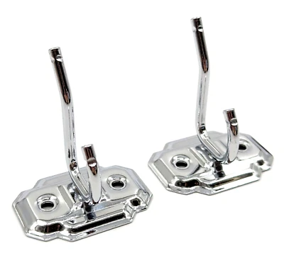NOS!  Set of 2 Vintage 1950’s Autoyre Bath/Kitchen Polished Chrome Double Hooks - Image 1 of 4
