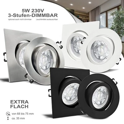 LED Decken Einbaustrahler Spots flach 35mm 230V 5W Step dimmbar Set PREM/CARR-C - Bild 1 von 4