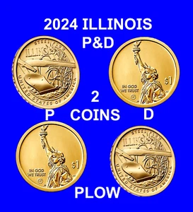 2024 P&D  ILLINOIS INNOVATION DOLLARS (2 coins) STEEL PLOW - Picture 1 of 2