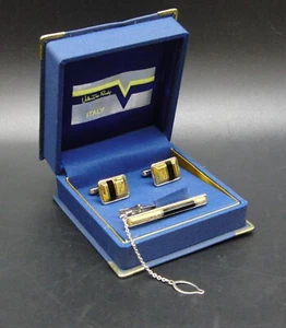 Juego de 2 Gemelos Valentino Rudy Tono Dorado Esmalte Negro 1.5cm y Clip/Barra 5cm - Imagen 1 de 6