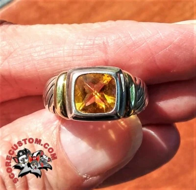 YURMAN CLASSIC CABLE CITRINE RING 925 STERLING SILVER 585 14K GOLD SZ 7 - Image 1 of 4