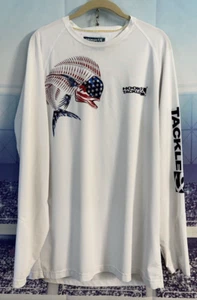 Hook & Tackle Fishing Vented Sun Performance USA RW&B L/S Shirt Med UPF 50 Spot - Picture 1 of 12