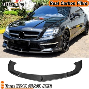 Fit For Mercedes Benz W218 CLS63 AMG Real Carbon Fiber Front Bumper Spoiler Lip - Picture 1 of 8